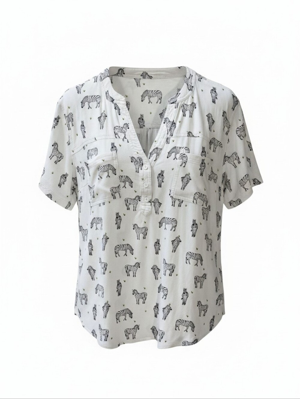 torrid White Henley Top with Black Zebra Print